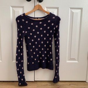 Moth by Anthropologie Blue Polka Dot Sweater